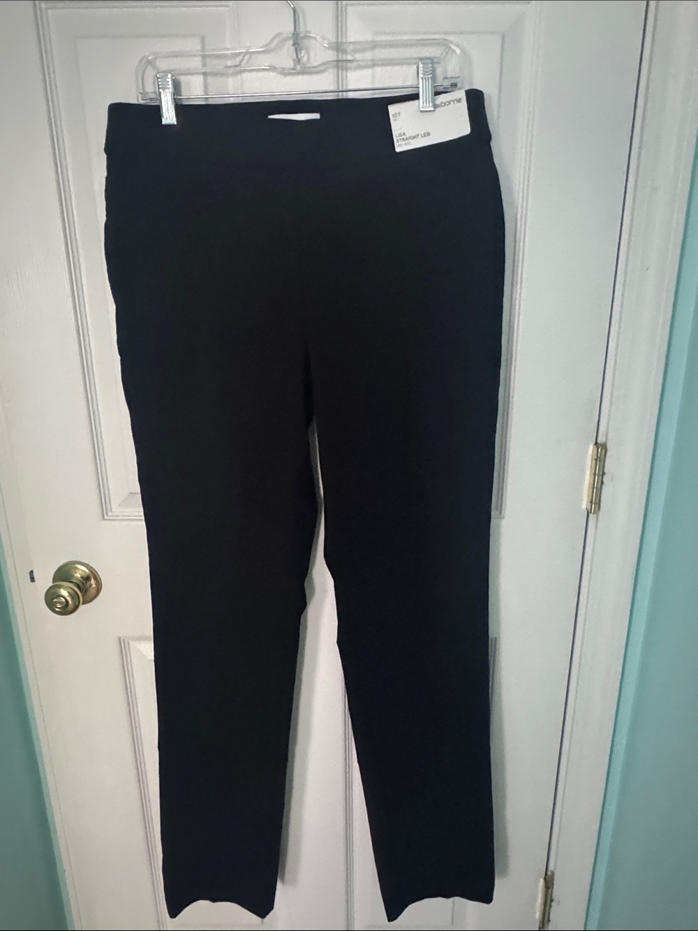 Liz Claiborne straight leg Black Stretch Pants size 10 Tall